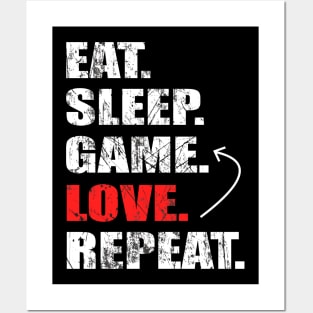 eat sleep game repeat co Posters and Art